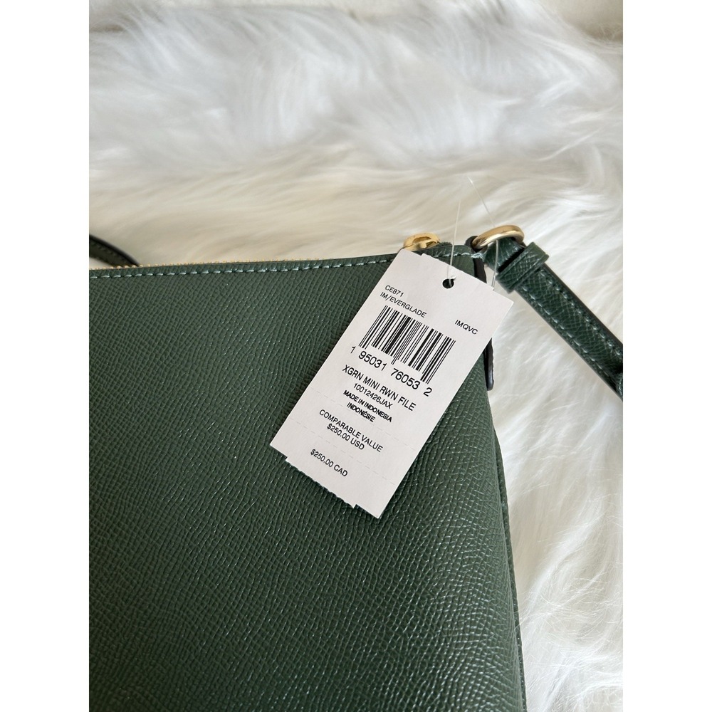 Coach Mini Rowan File Everglade Green Crossgrain Leather Crossbody Bag NWT - Picture 4 of 8